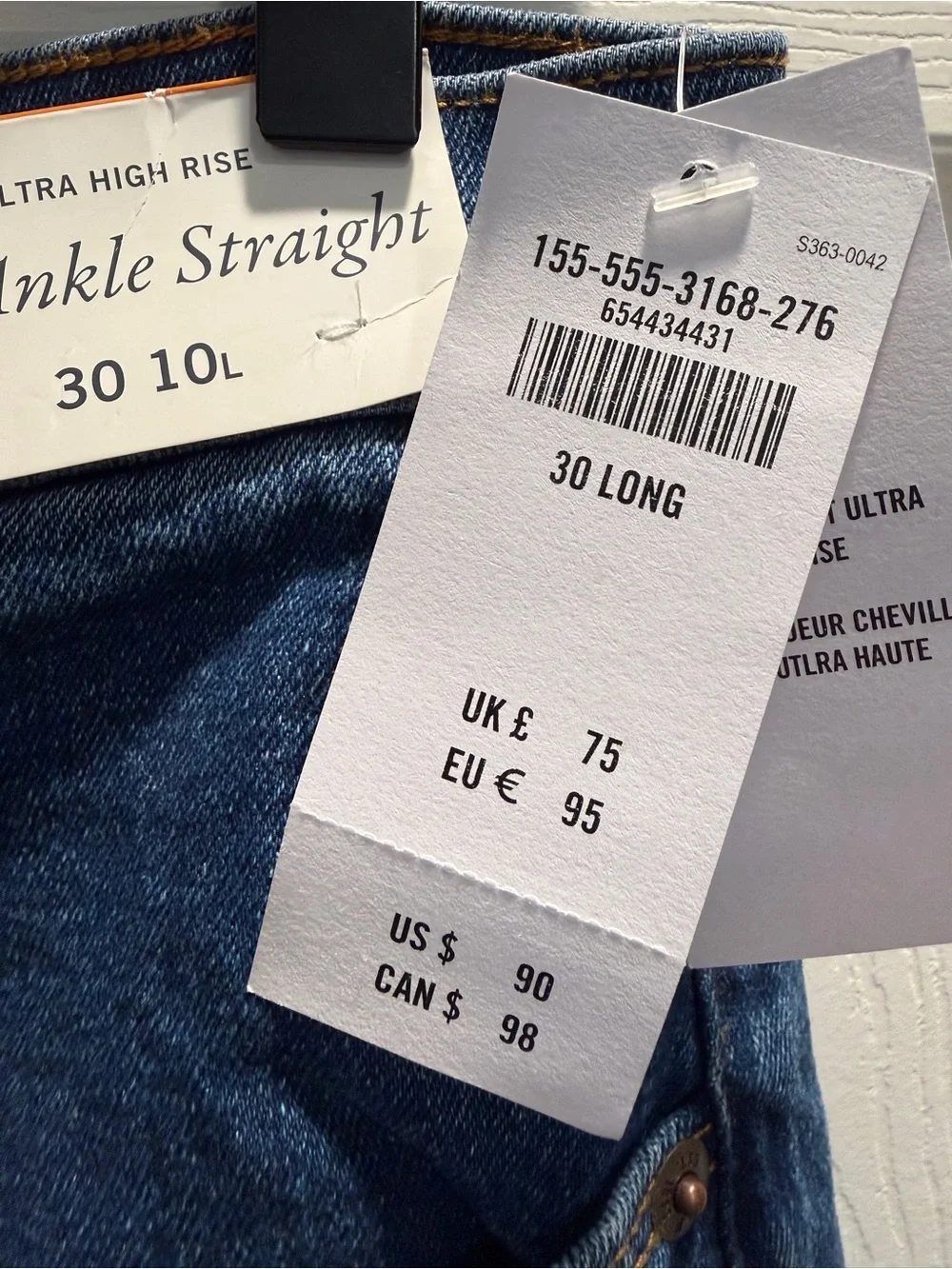 Abercrombie and Fitch Ultra High Rise Ankle Straight Jean-30 Long-NWT - Picture 8 of 12